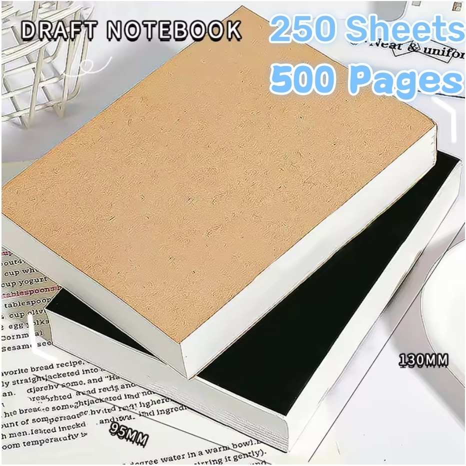 Sổ ghi chép A6 bìa kraft vintage 250 tờ giấy trơn, Sổ tay tốc ký mini 13,5x9cm