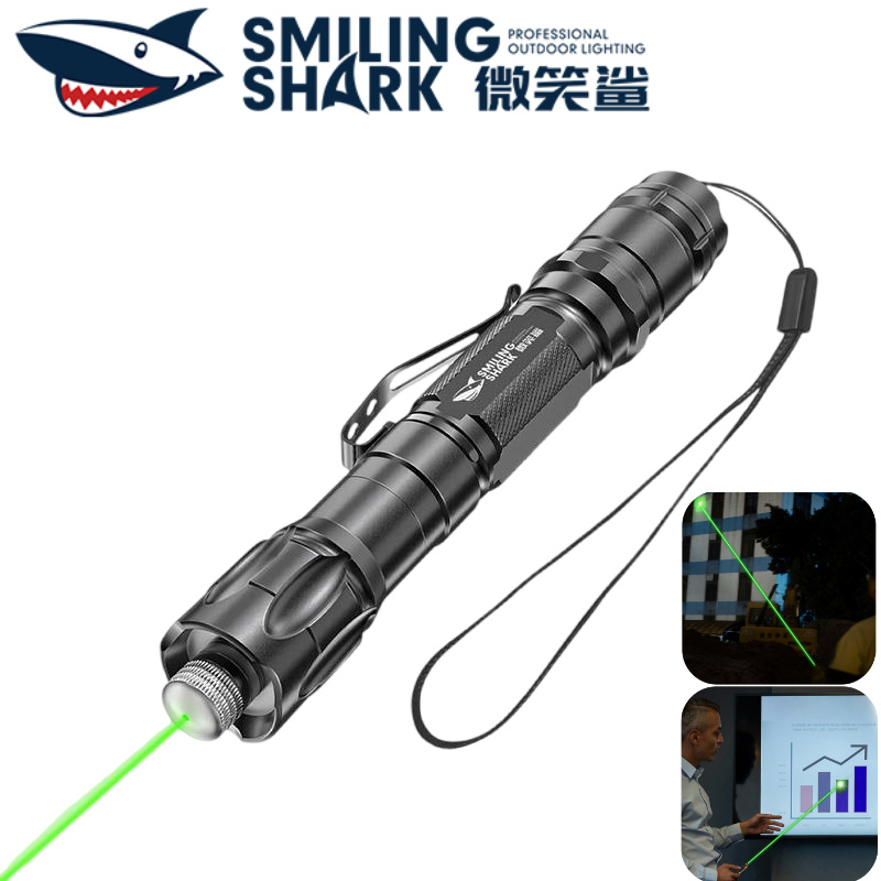 SMILING SHRK Chính Hãng Switch laser 20000M đèn Bút laser Xanh 18650 Sạc Không Cần Bấm Ngoài Trời Dà