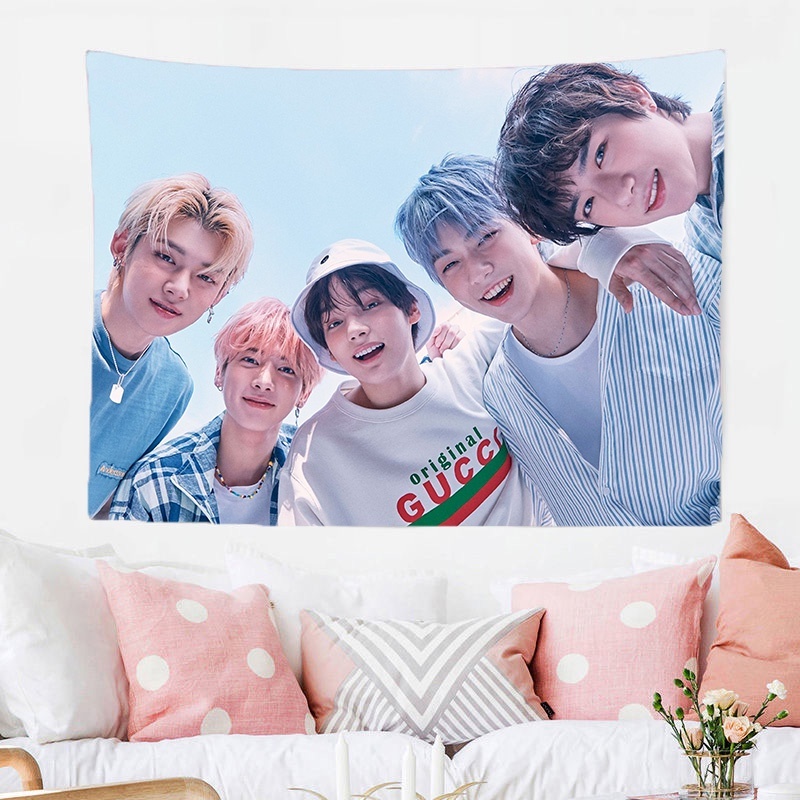 TXT Nền Tấm Thảm Trang Trí Phòng Ngủ Trang Trí Nhà Kpop Poster Phông Nền Biểu Ngữ