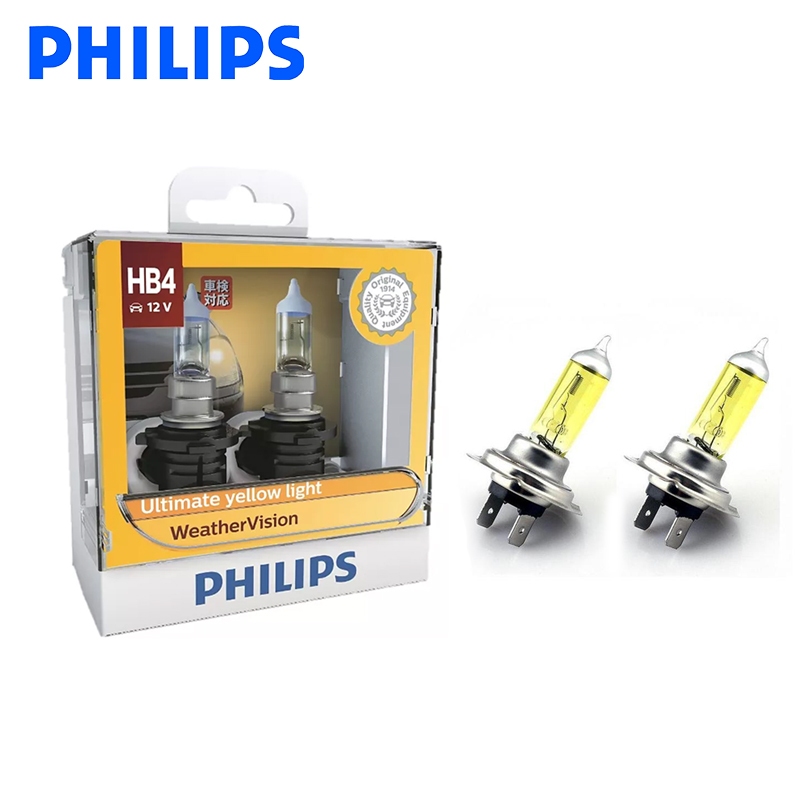PHILIPS Weather Vision H1 H3 H4 H7 HB4 2900K Đèn pha halogen xe hơi Tăng sáng +60% Ánh sáng vàng