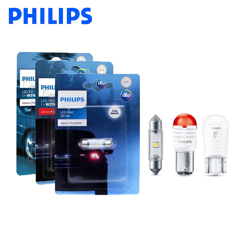 PHILIPS Ultinon Pro3000 LED T10 T15 T20 S25 C5W 6000K Đèn đỏ trắng tín hiệu xe ô tô