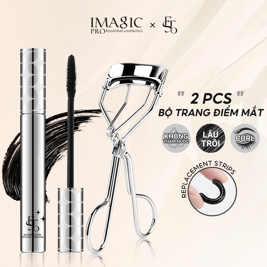 Imagic 2 Chiếc Mascara Trang Điểm Mắt + Dụng Cụ Uốn Mi Lâu Dài Mascara Curl Dụng Cụ Trang Điểm