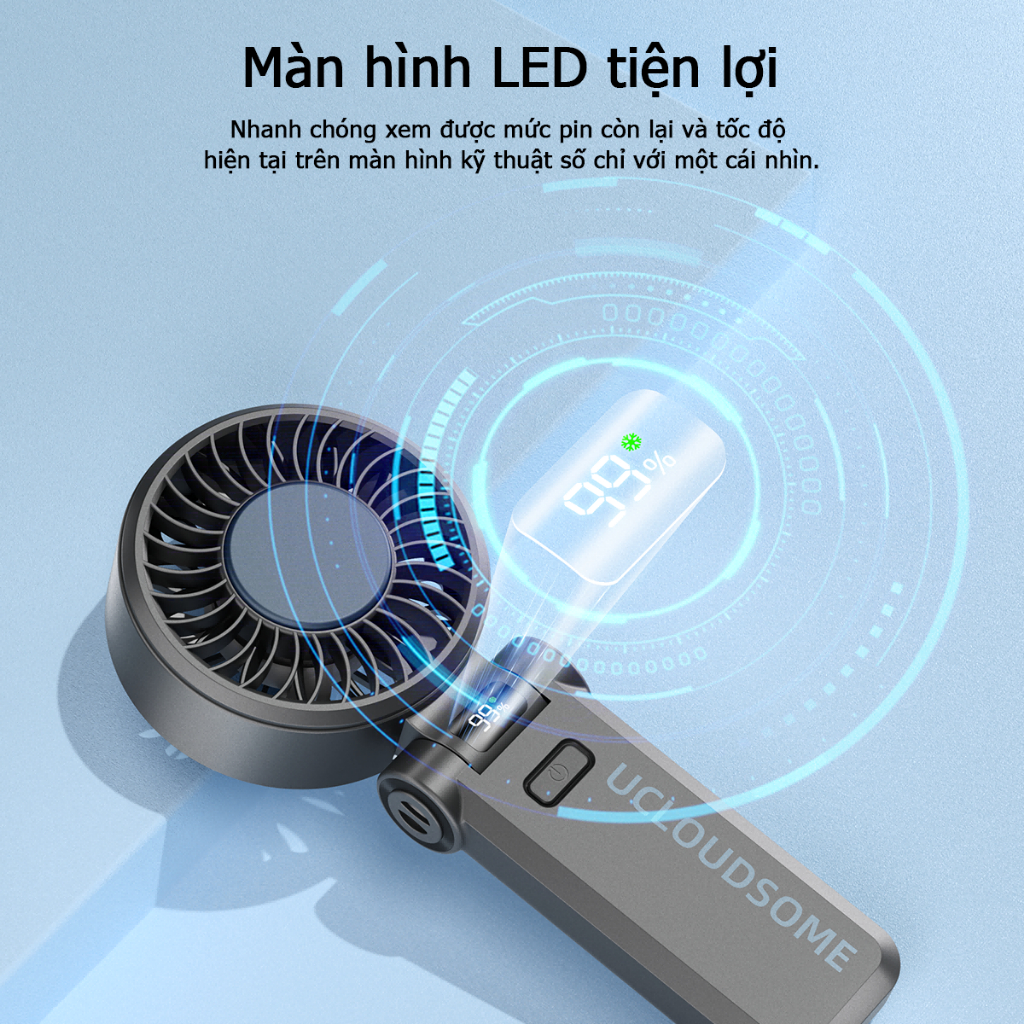 Quạt cầm tay UCLOUDSOME Quạt Mini Quạt làm lạnh di động Pin 4000 / 5000mAh USB có thể gập lại với 5 bánh răng Gió mạnh | BigBuy360 - bigbuy360.vn