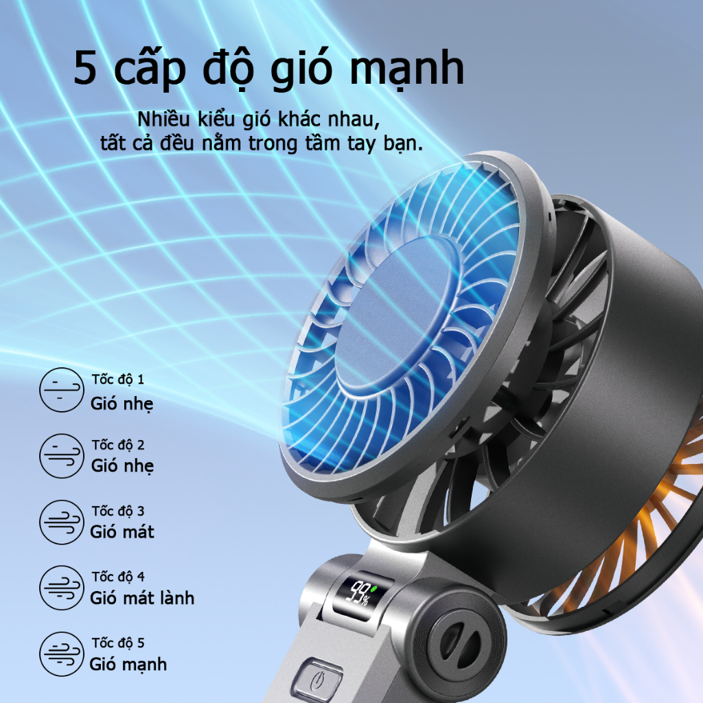 Quạt cầm tay UCLOUDSOME Quạt Mini Quạt làm lạnh di động Pin 4000 / 5000mAh USB có thể gập lại với 5 bánh răng Gió mạnh | BigBuy360 - bigbuy360.vn