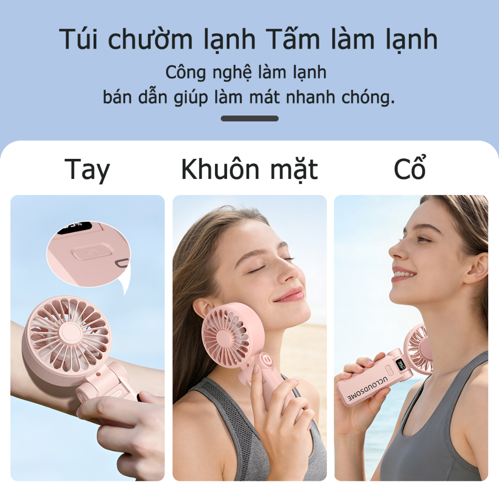 Quạt cầm tay UCLOUDSOME Quạt Mini Quạt làm lạnh di động Pin 4000 / 5000mAh USB có thể gập lại với 5 bánh răng Gió mạnh | BigBuy360 - bigbuy360.vn