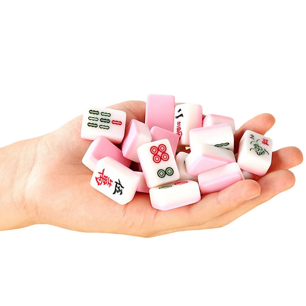 24 # Bột Trắng Mini Mahjong Thẻ Ký túc xá Mahjong Trò chơi Du lịch Ngoài trời Di động Mahjong Solita