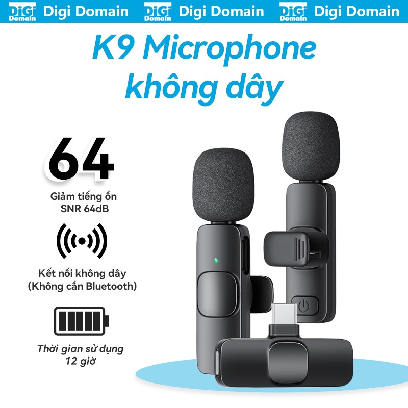 [Bảo hành 6 tháng] Điện thoại micro không dây K9 / K1 Lavalier Micro phát trực tiếp ngoài trời với đ