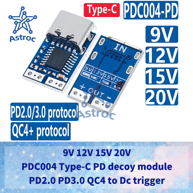 1 / 5 Chiếc Type-C PD decoy module PD2.0 PD3.0 Sang DC DC DC Kích Hoạt Cáp Nối Dài QC4 Sạc 9V 12V 15