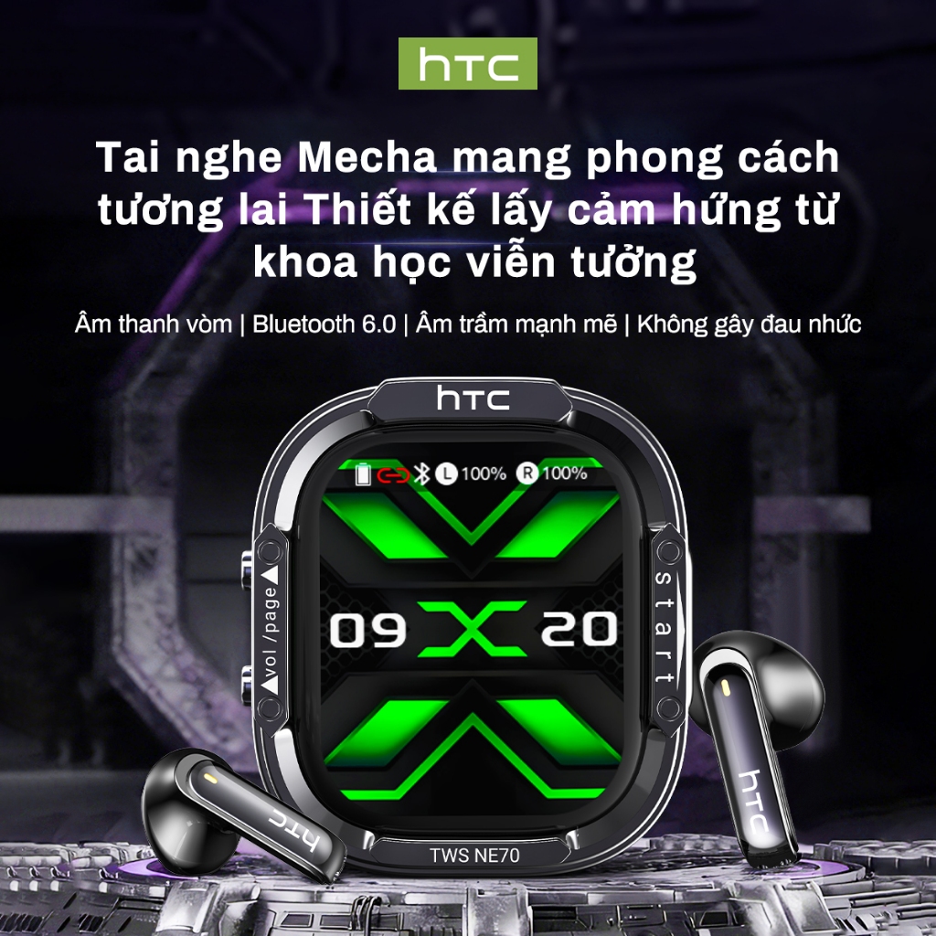 HTC NE70 Tai Nghe Phiên Dịch AI Thời Gian Thực 134 Ngôn Ngữ Với Màn Hình Cảm Ứng LED Hỗ trợ dịch phụ đề video theo thời gian thực  Bluetooth 6.0, Âm Thanh HiFi  Công Nghệ Chống Ồn Chuyên Nghiệp Tương thích với iOS/Android/PC | BigBuy360 - bigbuy360.vn