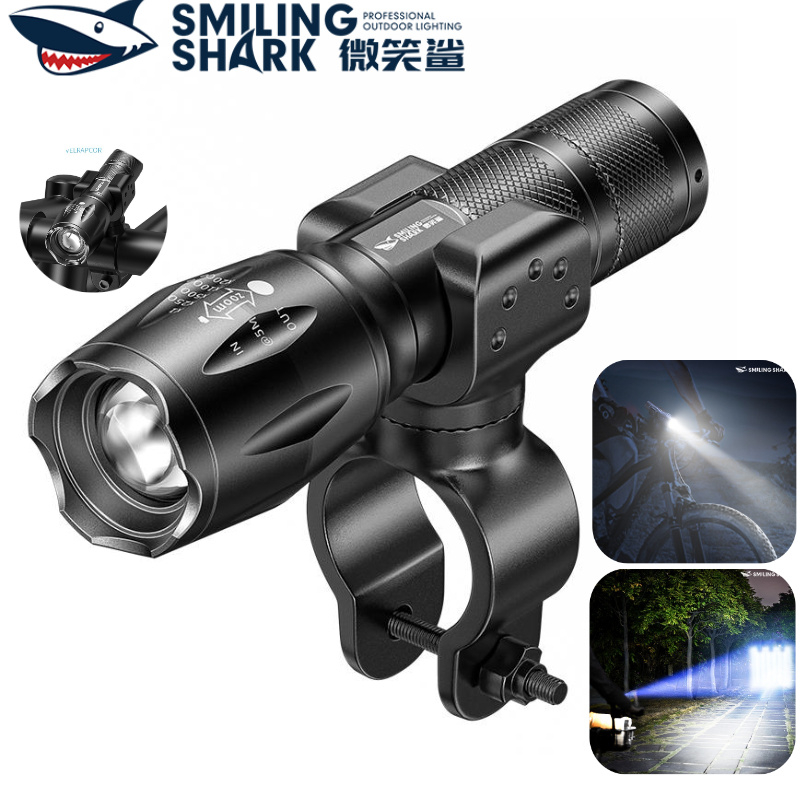 Đèn LED SMILING SHARK Đèn xe đạp Đèn pin USB có thể sạc lại Đèn xe đạp ngoài trời 3Mode Đèn chống th
