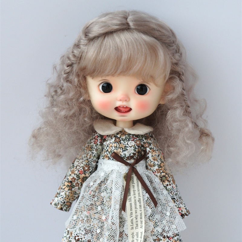 Blythe, 1 / 3, 1 / 4 BJD Doll Wig Mohair Đôi Bím Dễ Thương
