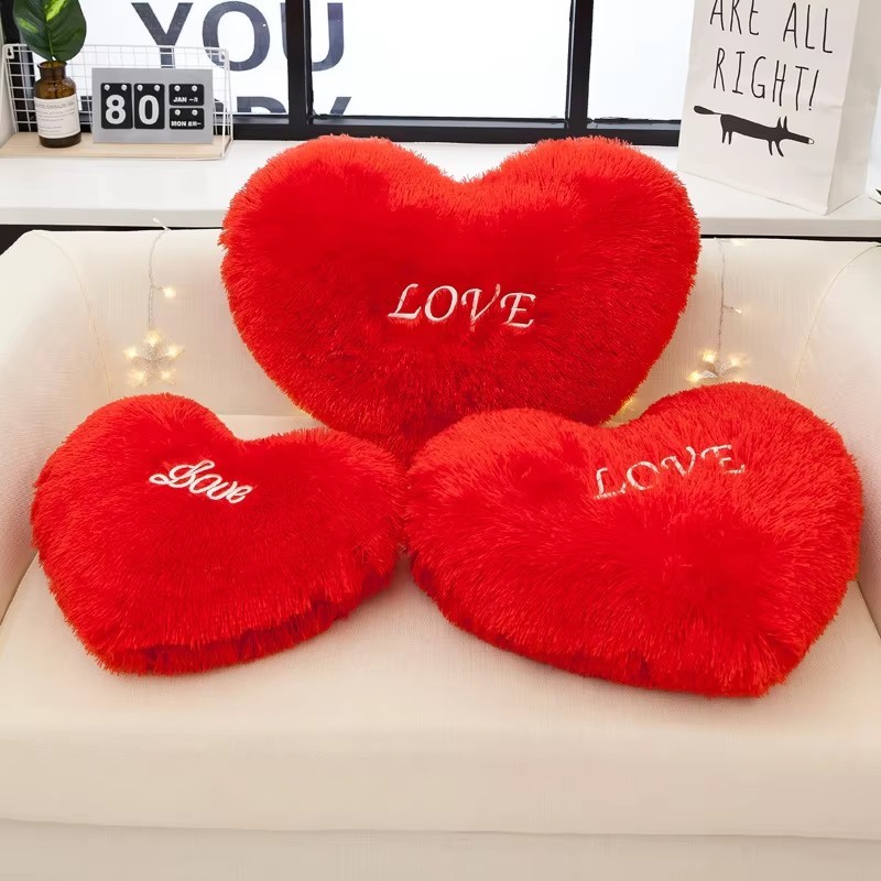 Đỏ Hình Trái Tim Ném Gối Sofa Ghế Ô Tô Đệm Nhồi Bông Sang Trọng Búp Bê Đồ Chơi Đệm Trang Trí Nhà Cửa