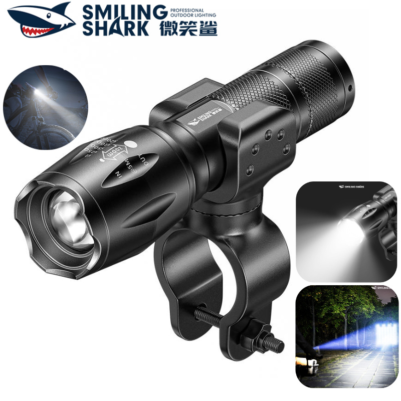Đèn LED SMILING SHARK Đèn xe đạp Đèn pin USB có thể sạc lại Đèn xe đạp ngoài trời 3Mode Đèn chống th