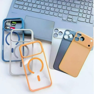 Thay đổi sang 17 Series Cho iPhone Air 17 Pro 16 15 14 13 Pro Max Chặn Ống Kính Flash Phim Acrylic Matte Backplate Vỏ Điện Thoại Từ Tính