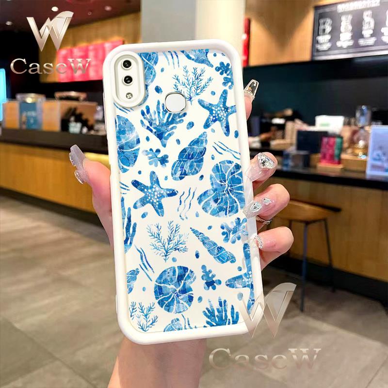 Ốp Điện Thoại Cho VIVO Y85 Với Blue Ocean Conch Coral Art Sang Trọng Mềm Macaron Bảo Vệ Camera Chống
