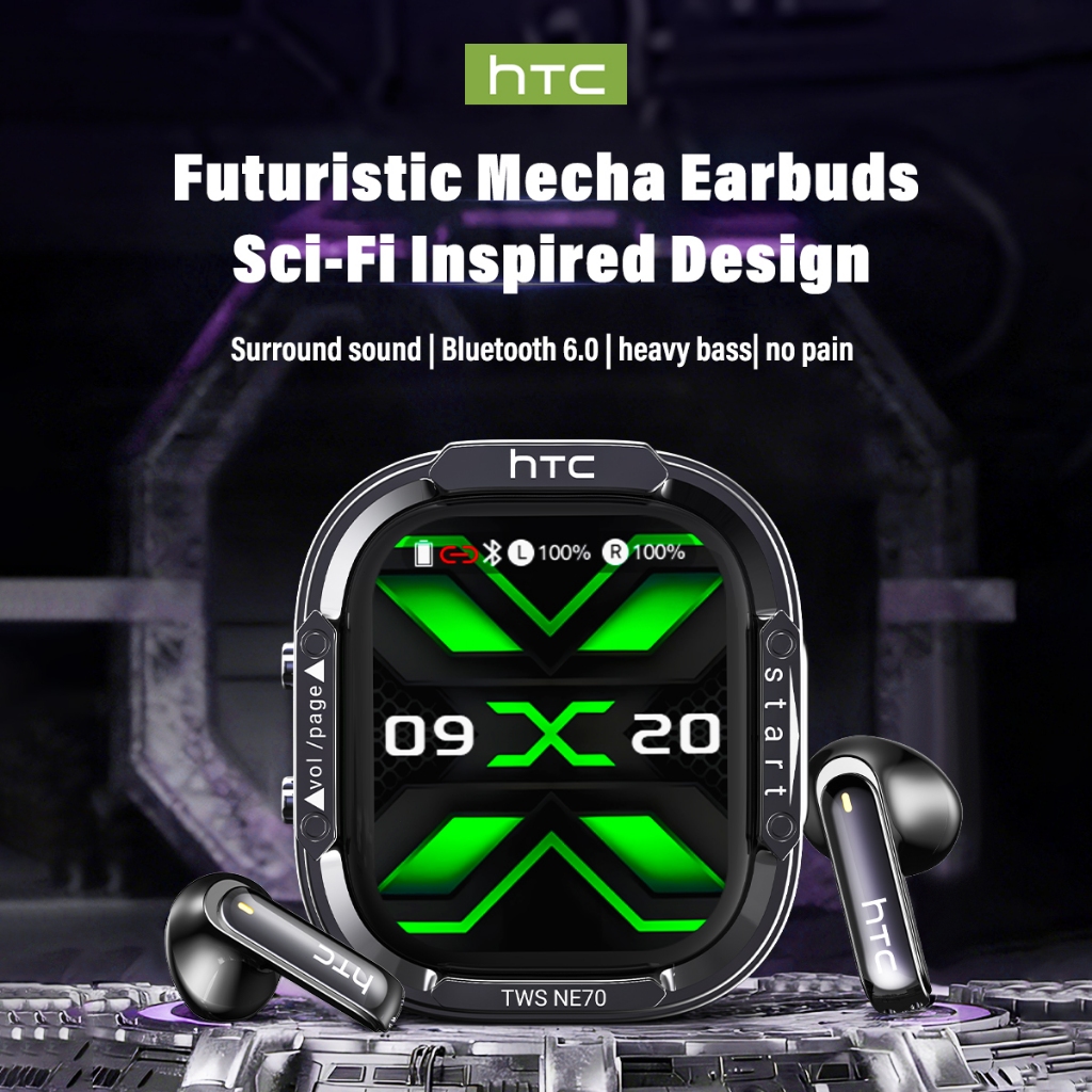 HTC NE70 Tai nghe không dây Bluetooth 6.0, chống nước IPX5, màn hình cảm ứng thông minh, tích hợp micro, dịch thuật AI, thiết kế mỏng nhẹ, thích hợp chơi game, văn phòng, thể thao, học tập và gọi thoại | BigBuy360 - bigbuy360.vn