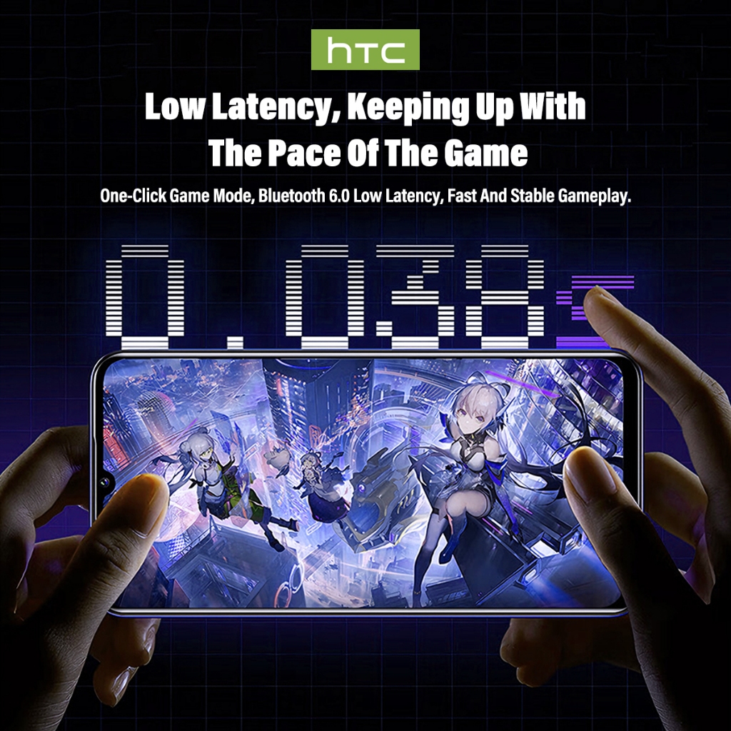 HTC NE70 Tai nghe không dây Bluetooth 6.0, chống nước IPX5, màn hình cảm ứng thông minh, tích hợp micro, dịch thuật AI, thiết kế mỏng nhẹ, thích hợp chơi game, văn phòng, thể thao, học tập và gọi thoại | BigBuy360 - bigbuy360.vn