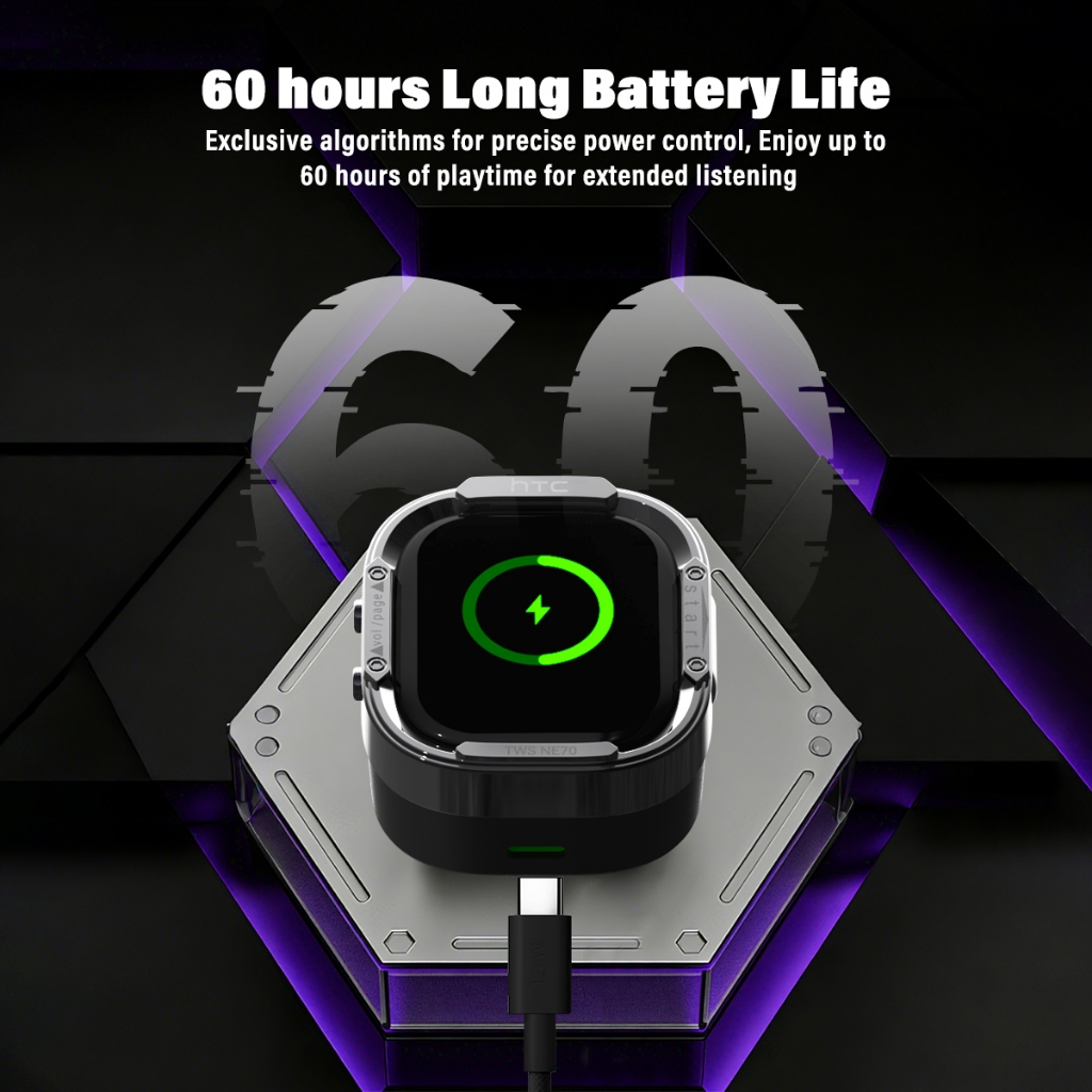 HTC NE70 Tai nghe không dây Bluetooth 6.0, chống nước IPX5, màn hình cảm ứng thông minh, tích hợp micro, dịch thuật AI, thiết kế mỏng nhẹ, thích hợp chơi game, văn phòng, thể thao, học tập và gọi thoại | BigBuy360 - bigbuy360.vn