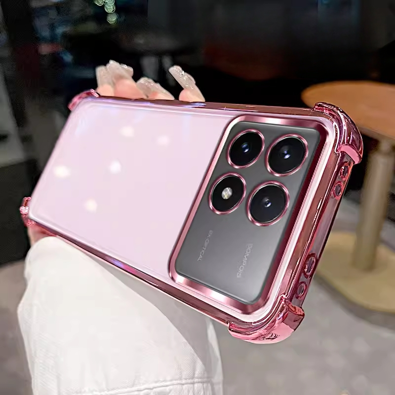 Ốp lưng túi khí mạ màng ống kính cho Xiaomi Poco X8 Pro Max X7 Pro X6 Pro X5 X4 GT X4 NFC M3 Pro M4 
