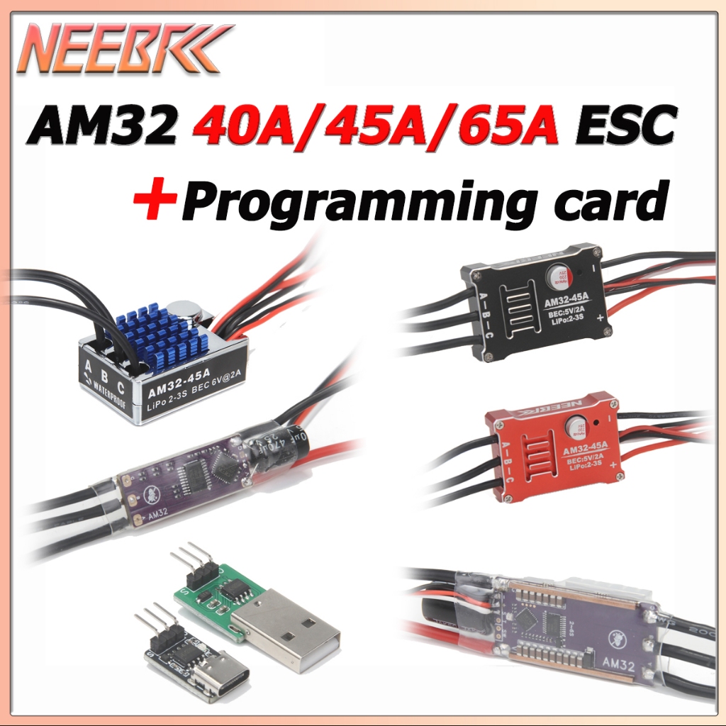 NEEBRC AM32 45A Không Chổi Than ESC 40A 65A 32bit Mini ESC Lập Trình BEC Bộ Chuyển Đổi Ký Túc Xá Bộ 