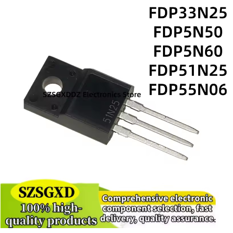 1-5 Chiếc FDP5N50 5N50 FDP5N60 5N60 FDP51N25 51N25 FDP55N06 55N06 FDP33N25 33N25 TO-220