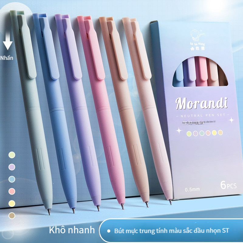 Morandi Color Series Press Gel Pen Set ins Phong Cách Nhật Bản Sổ Tay Có Giá Trị Cao Bút Màu