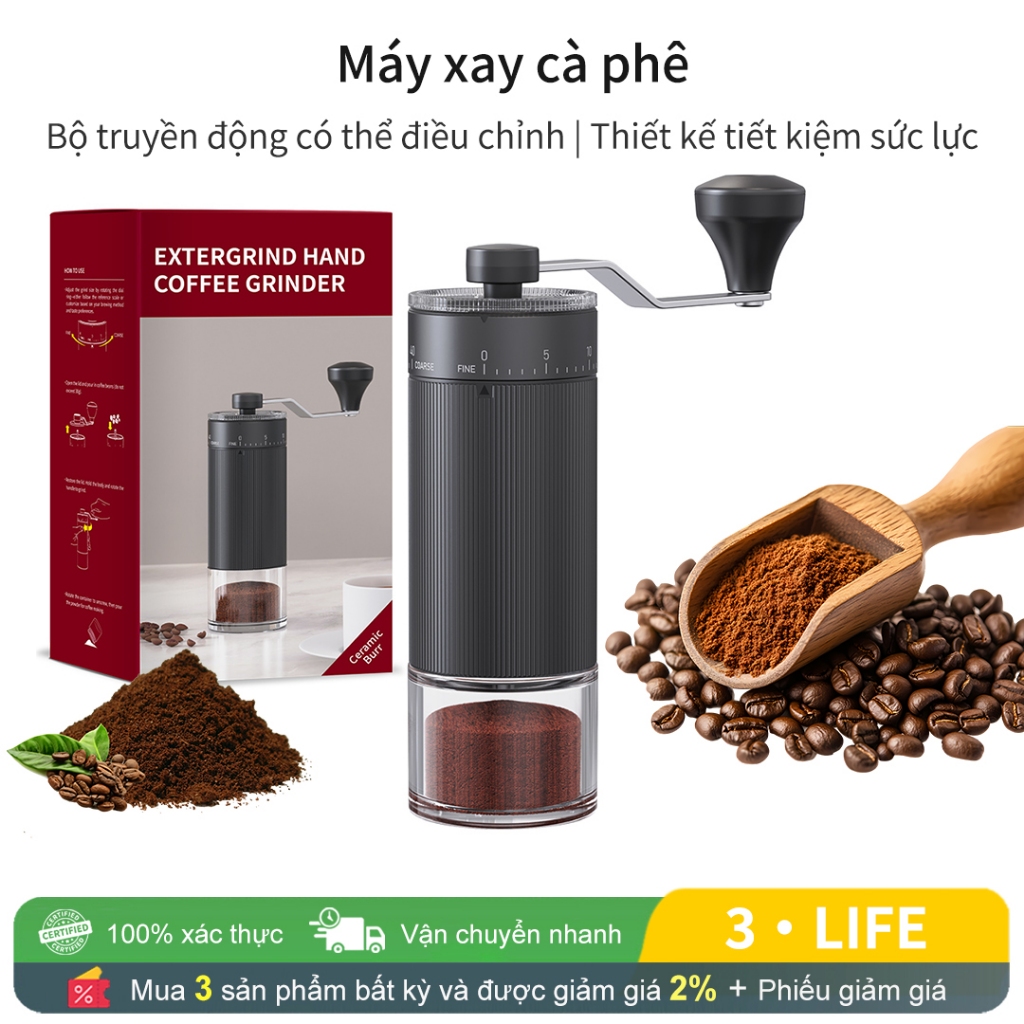 Máy Xay Cà Phê Quay Tay Cilton 40 Điều Chỉnh Bên Ngoài Lõi Mài Gốm Thân Hợp Kim Nhôm