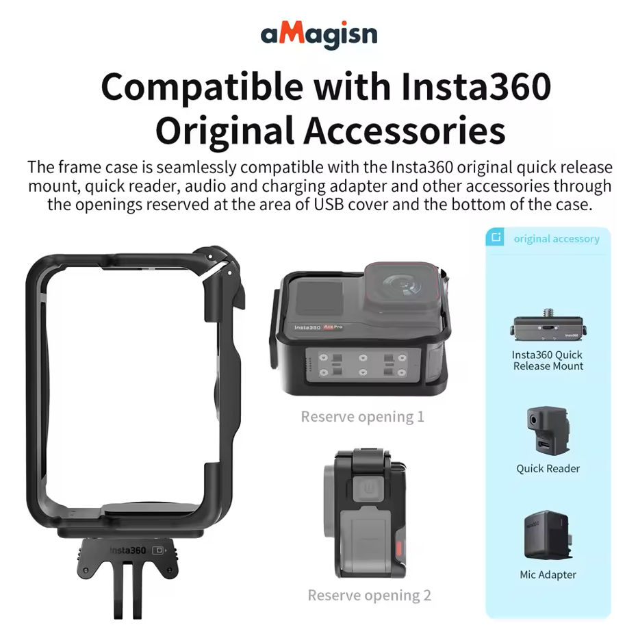Lồng nhựa từ tính aMagicsn cho Insta360 Ace Pro 2 / Ace Pro / Ace Khung tiện ích ngang dọc cho phụ k