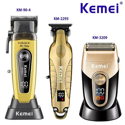 Kemei Sạc Điện Cắt Tóc Chuyên Nghiệp Cắt Tóc Cho Nam Máy Cạo Râu Không Dây KM-90-4 KM-2293 Vàng KM-3209 Bộ