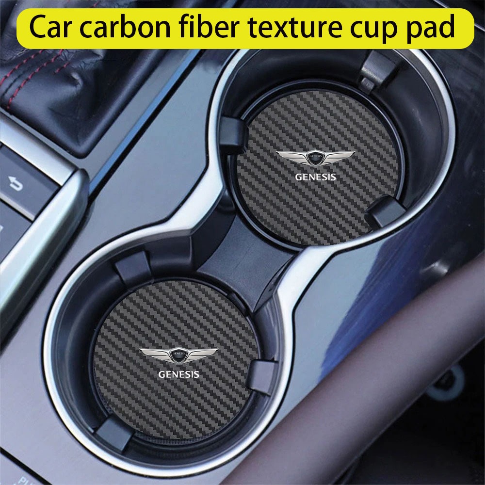 2 Chiếc Ô Tô Cốc Đựng Miếng Lót Sợi carbon Hạt Da Chống Trơn Trượt Cốc Nước Khe Cắm Miếng Lót Cho Ge
