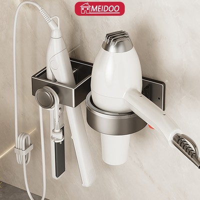Giá máy sấy tóc MEIDOO. giá đựng đồ không khoan phòng tắm, nhôm chống thấm nước và chống gỉ