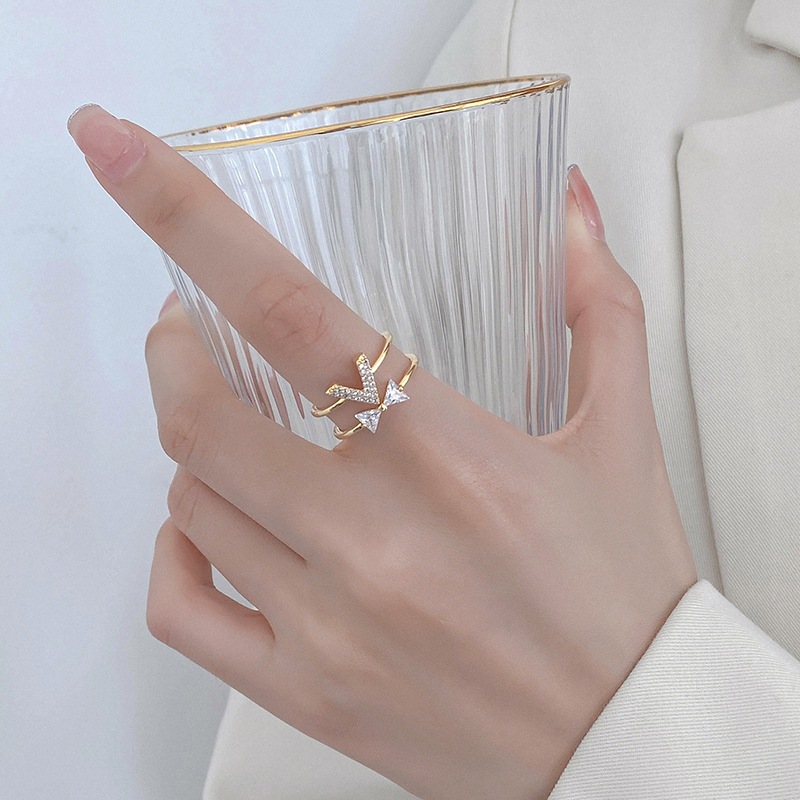 Nhẫn Nơ Kim Cương Fedsolife Mạ Vàng 18K, Thiết Kế Sang Trọng Cho Nữ