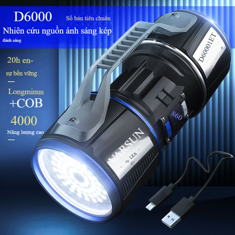 Đèn Pin WARSUN D6000 13000 Lumens - Chống Nước, Phù Hợp Cắm Trại Và Đi Bộ Đường Dài