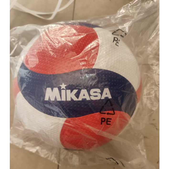 Bóng chuyền V200W Mikasa màu đỏ xanh trắng, chất liệu daPU bóng cao cấp