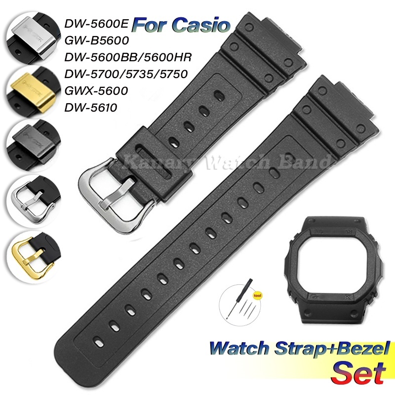 Dây đeo đồng hồ silicon + Bộ viền cho Casio DW-5600E / BB / HR DW5700 / 5735 / 5750 GW-B5600 GWX-560