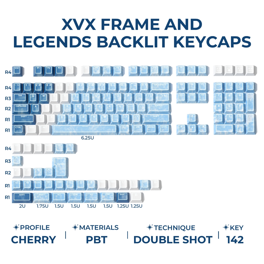 XVX PRISM Plum Blossom / Snow / Graffiti / Mecha / Blade Shine-Through Double shot Cherry Profile PBT Bàn phím cơ Keycap Set 142 phím Tương thích với tất cả các công tắc MX | BigBuy360 - bigbuy360.vn