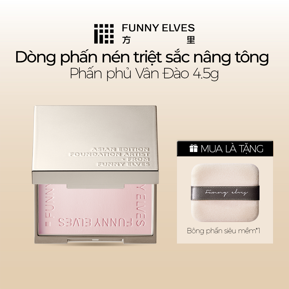 FunnyElves Phấn Phủ Vân Đào, Kiềm Dầu Hiệu Quả, Nâng Tông Sáng Da, Kết Cấu Mịn Mượt Mềm Mại, Mỏng Nh