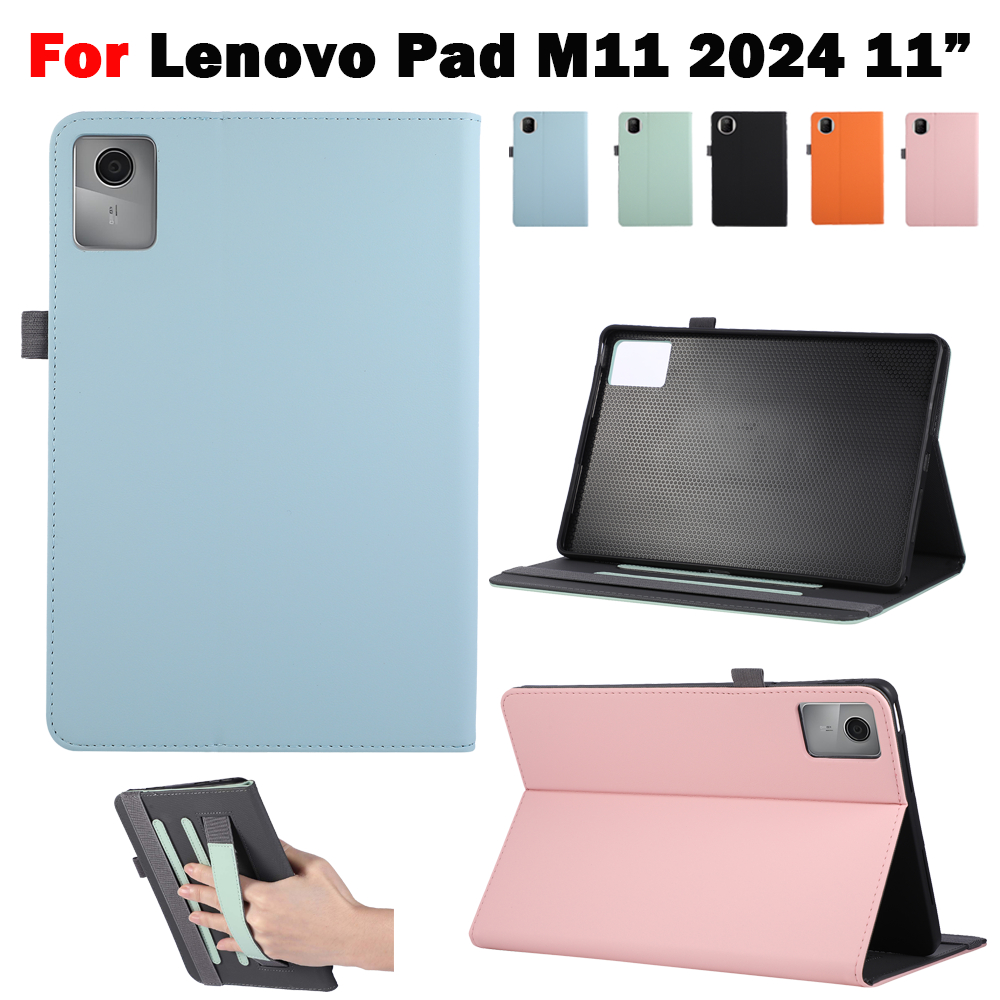 Ốp lật cho Lenovo Tab M11 2024 11 "Da PU Chống nứt nẻ cho Lenovo Tab M11 2024 Giá đỡ 11 inch có dây 