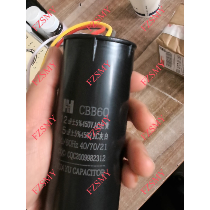 Tụ điện khởi động thùng kép CBB60 5 + 3uF / 5 + 4uF / 6 + 3uF / 6 + 4uF / 7 + 3uF / 8 + 4uF / 9 + 4u