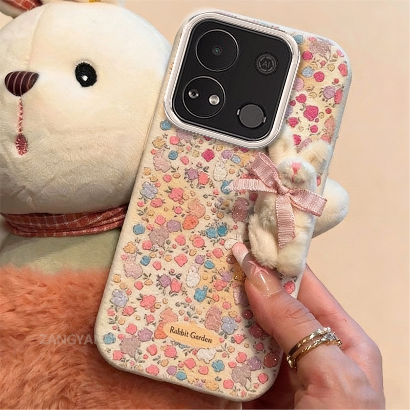 Ốp Lưng Cho itel A04 Vỏ Điện Thoại Silicon Da Cao Cấp Thẩm Mỹ Đơn Giản Họa Tiết Và Lông Thỏ Trang Tr