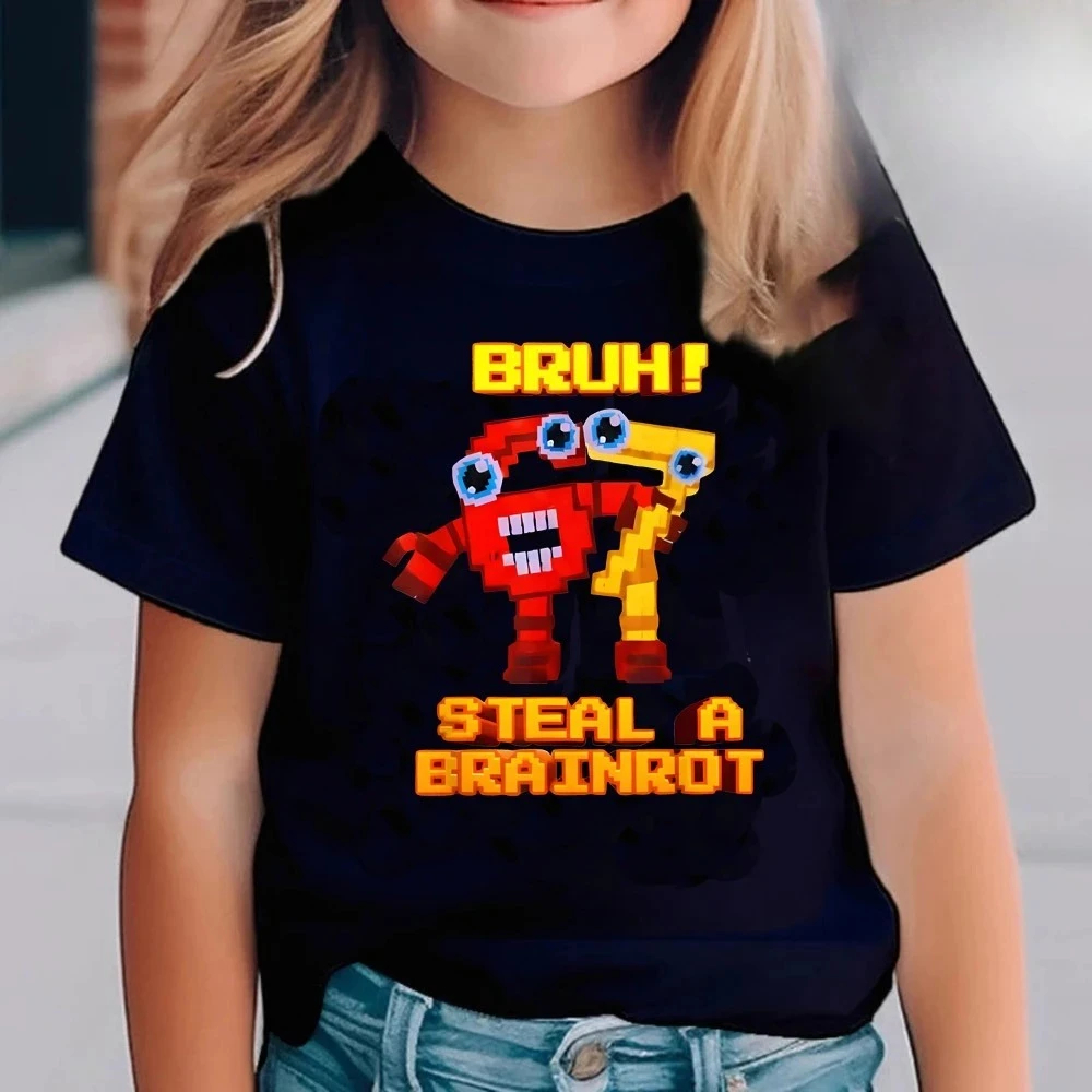 67 Sáu Bảy Cho Trẻ Em Trộm Một BrainRot Áo Sơ Mi Ngộ nghĩnh Game Thủ Meme Cho Bé Trai Áo Thun Ý Brai