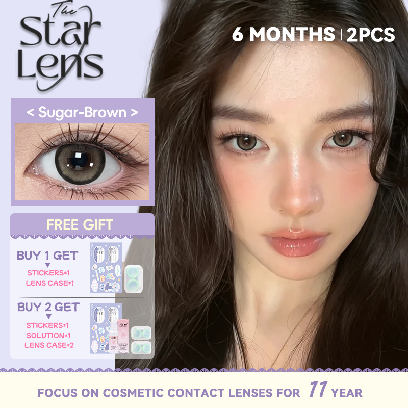 Kính áp tròng màu nâu Starlens, 2 chiếc 6 tháng, DIA14.5mm,  Mắt búp bê mềm mại tự nhiên lens có độ 