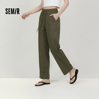 Quần Semir nữ ống rộng dây rút eo rời, xu hướng xuân 2026, phong cách đường phố