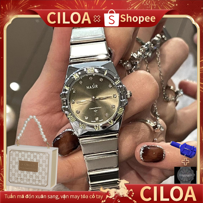 CILOA đồng hồ nữ chính hãng thời trang chống nước dây đồng hồ kim loại đẹp điện đồng hồ đeo tay nữ mặt nhỏ vintage 718a