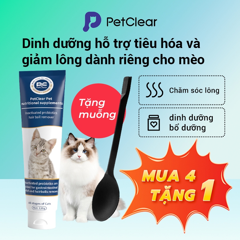 [Muỗng đo miễn phí] Kem tiêu búi lông Petclear | Hỗ trợ đào thải lông nhẹ nhàng | Chăm sóc hằng ngày giúp mèo thoải mái hơn
