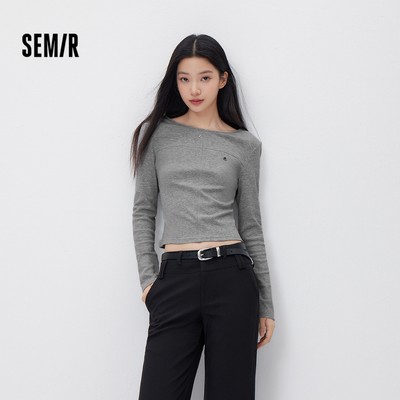 Semir Áo Sơ Mi Crop Off Vai Dài Tay Thêu Bên Trong Cho Nữ - Xuân Hè 2026