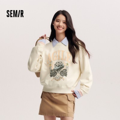 Semir Áo Chui Đầu Nữ Mùa Xuân 2026 Thả Vai In Hình Vintage Phong Cách Đường Phố