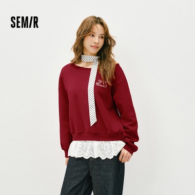 Áo thun nữ Semir màu đỏ, thiết kế slim fit, phù hợp mùa xuân