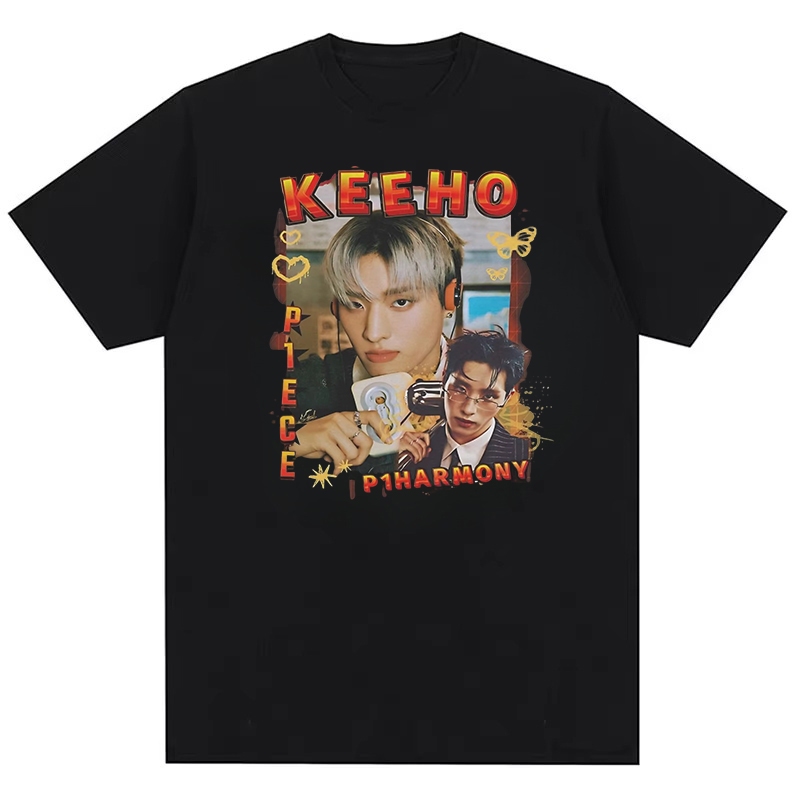 P1Harmony Keeho Nhóm Hàn Quốc KPop Áo thun nam 100% cotton nguyên chất thời trang