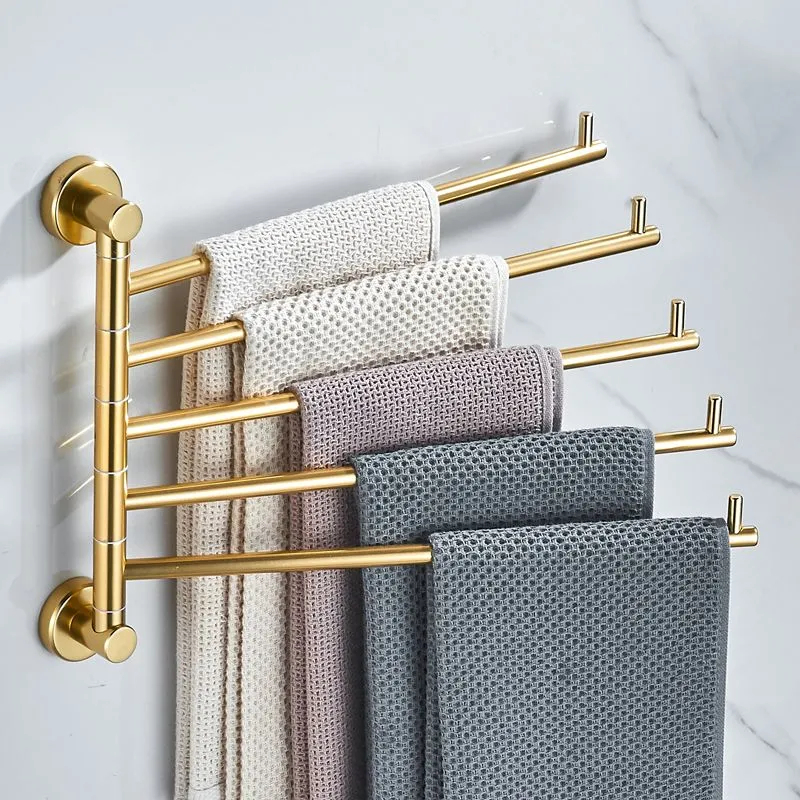 Không gian nhôm vàng xoay khăn thanh giá 2 thanh 3 thanh đục lỗ phòng tắm đa năng